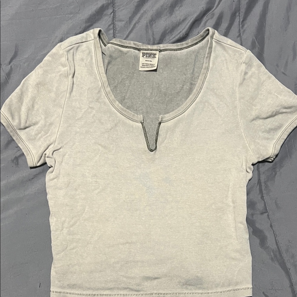 PINK Victoria's Secret sage green Short Sleeve Tee